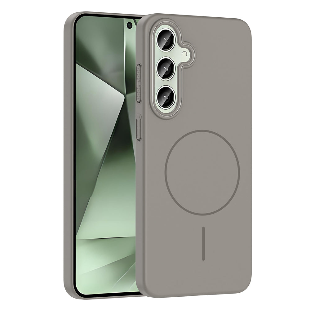 Galaxy S24 FE Kılıf M-safe Şarj Özellikli Zore Ruby Sert Kapak Gri