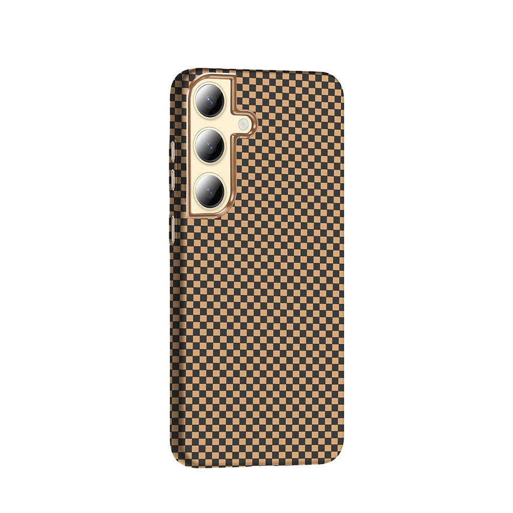 Galaxy S24 Kılıf M-safe Şarj Özellikli Karbon Fiber Görünümlü Zore Gros Kapak Gri-Siyah