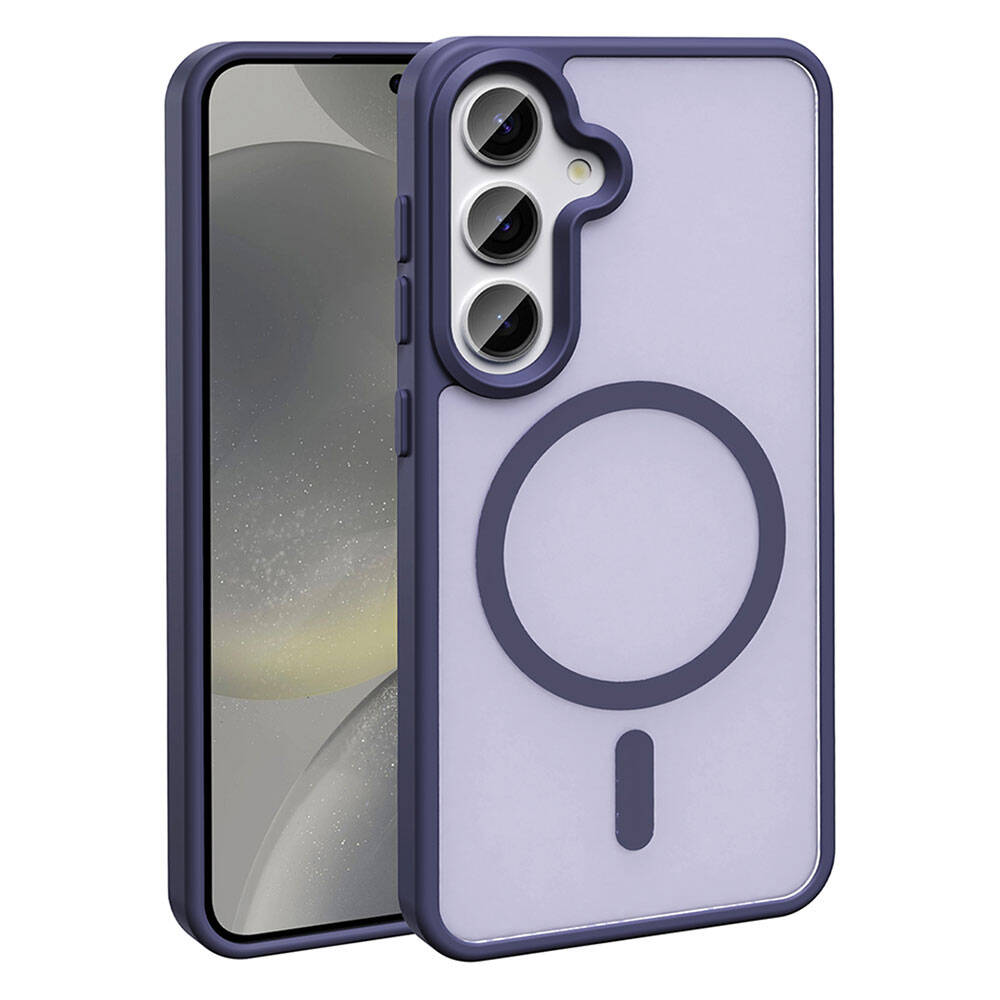 Galaxy S24 Kılıf M-safe Şarj Özellikli Mat Arka Yüzey Zore Sio Kapak Lacivert