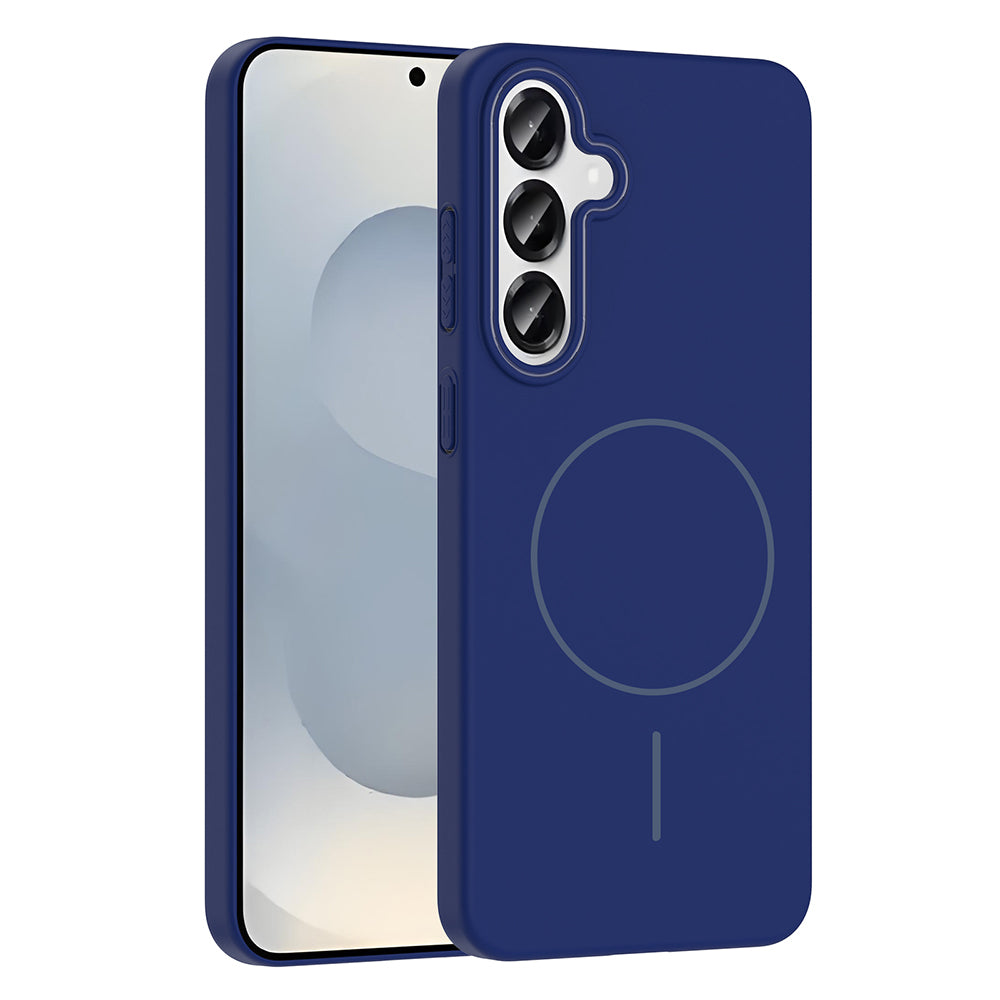 Galaxy S24 Kılıf M-safe Şarj Özellikli Zore Ruby Sert Kapak Lacivert