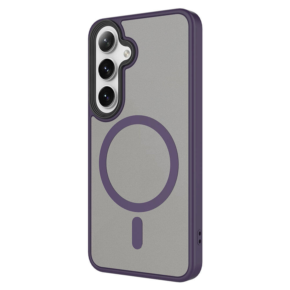 Galaxy S24 Kılıf Sert PC Arka Yüzey Wireless Şarj Özellikli Zore Flet M-safe Kapak Koyu Yeşil