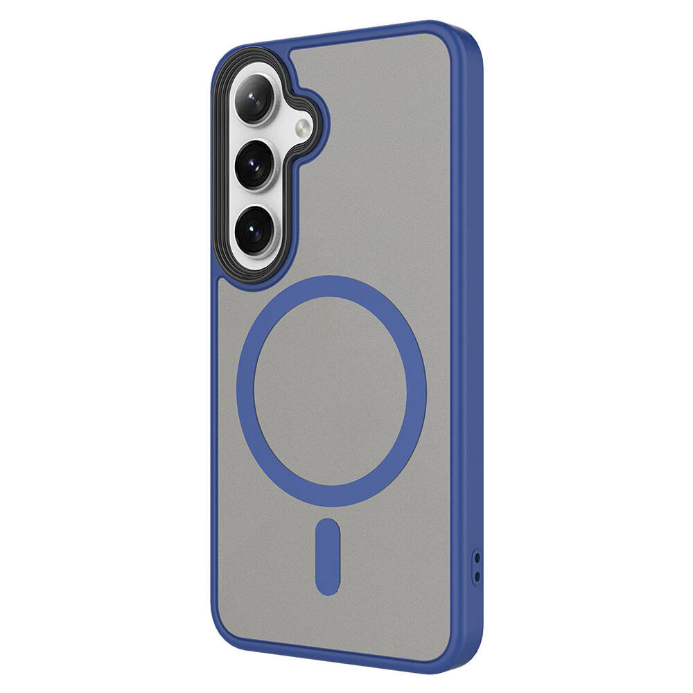 Galaxy S24 Kılıf Sert PC Arka Yüzey Wireless Şarj Özellikli Zore Flet M-safe Kapak Gri