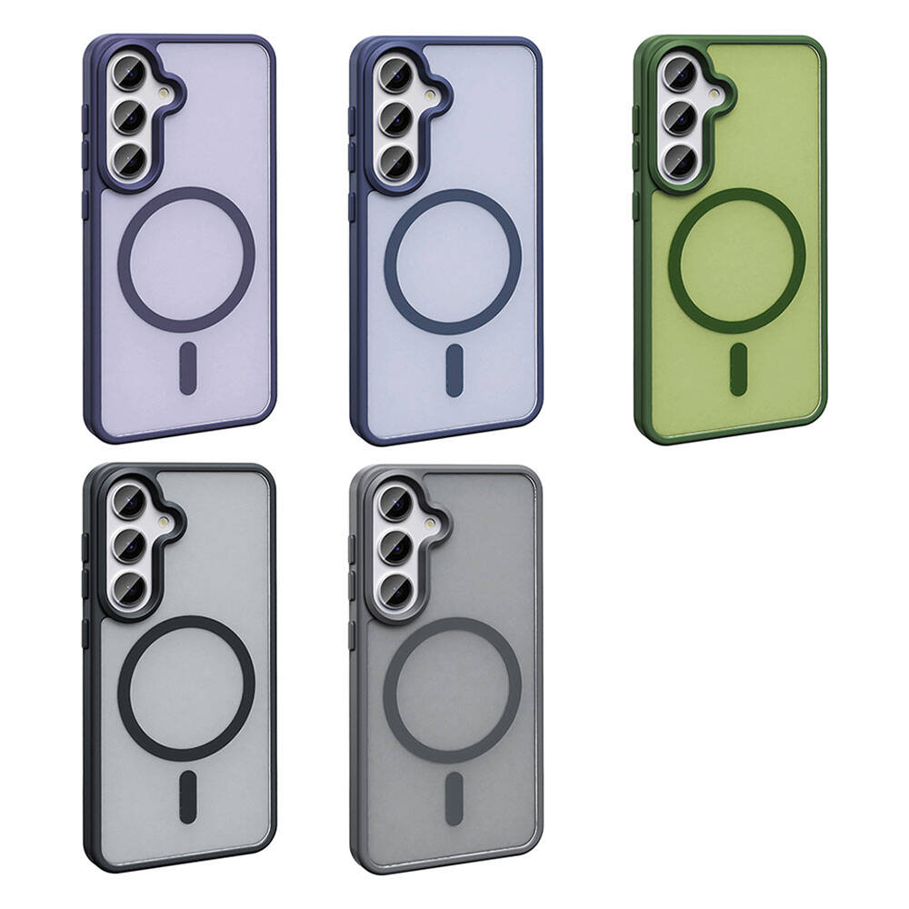 Galaxy S24 Plus Kılıf M-safe Şarj Özellikli Mat Arka Yüzey Zore Sio Kapak Koyu Mor