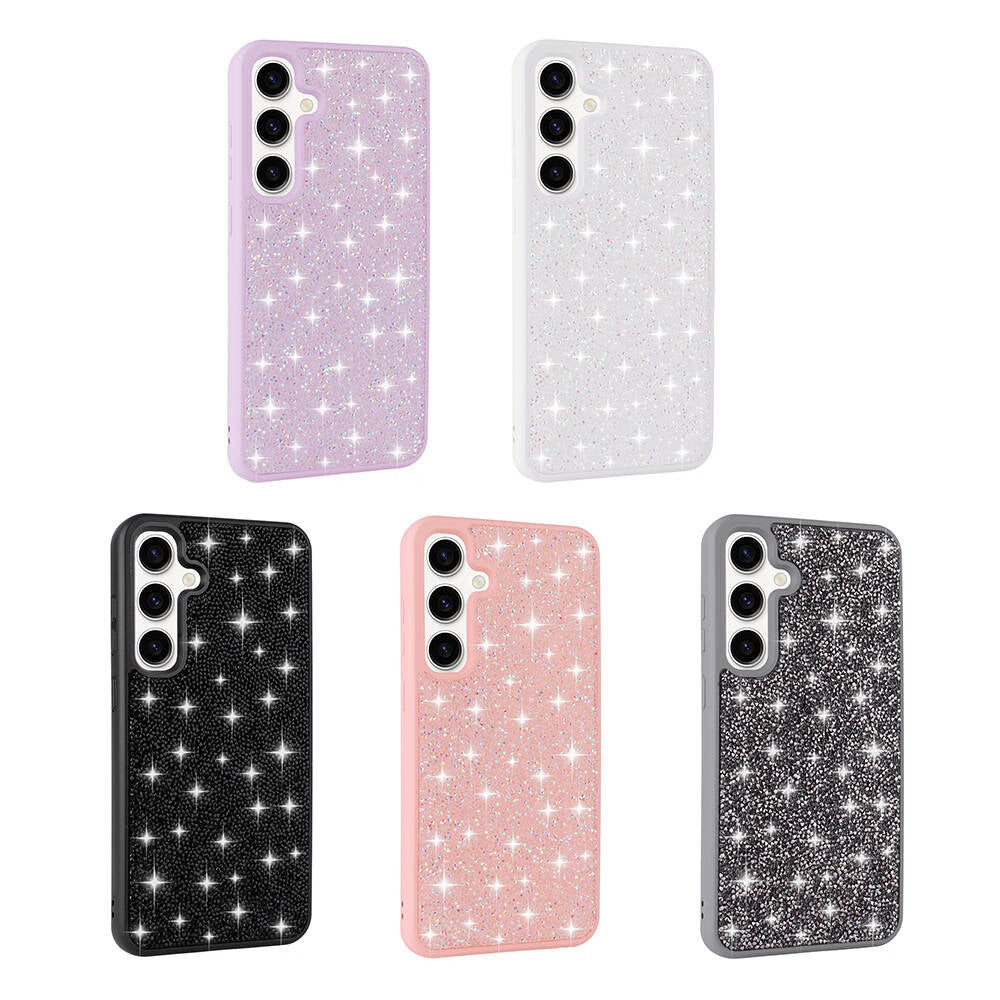 Galaxy S24 Plus Kılıf Parlak Taşlı Tasarım Zore Pırlanta Kapak Pembe
