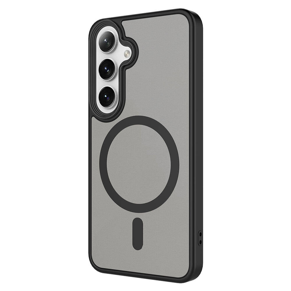 Galaxy S24 Plus Kılıf Sert PC Arka Yüzey Wireless Şarj Özellikli Zore Flet M-safe Kapak Koyu Yeşil