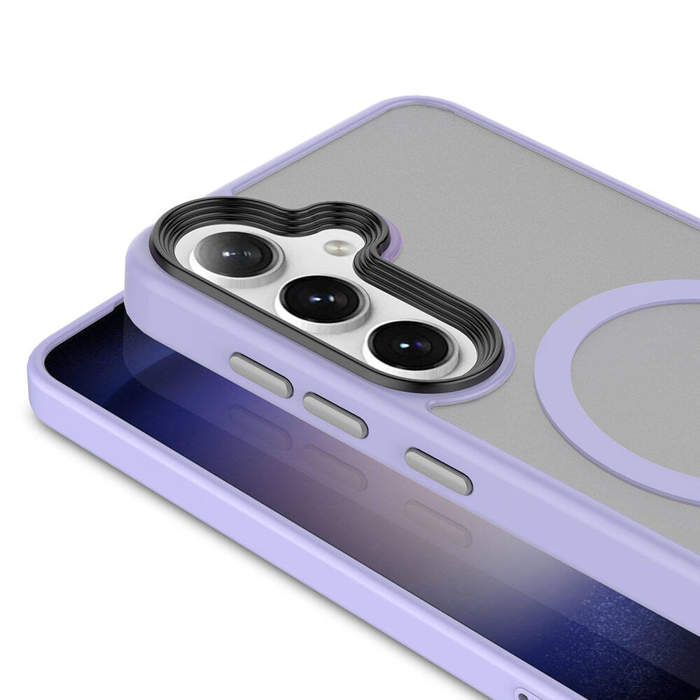 Galaxy S24 Plus Kılıf Sert PC Arka Yüzey Wireless Şarj Özellikli Zore Flet M-safe Kapak Lacivert