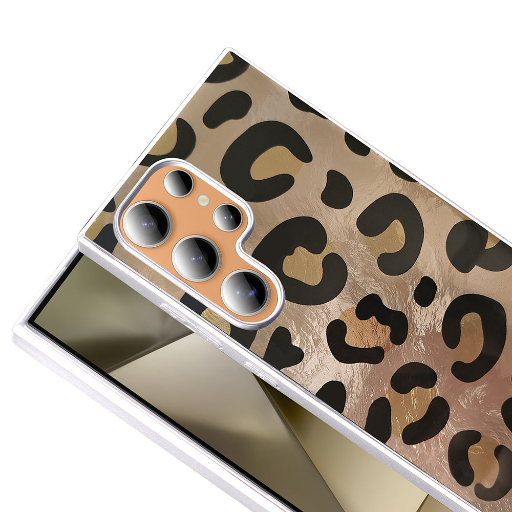 Galaxy S24 Ultra Kılıf Desenli Zore Mep Kapak Gold Leopar
