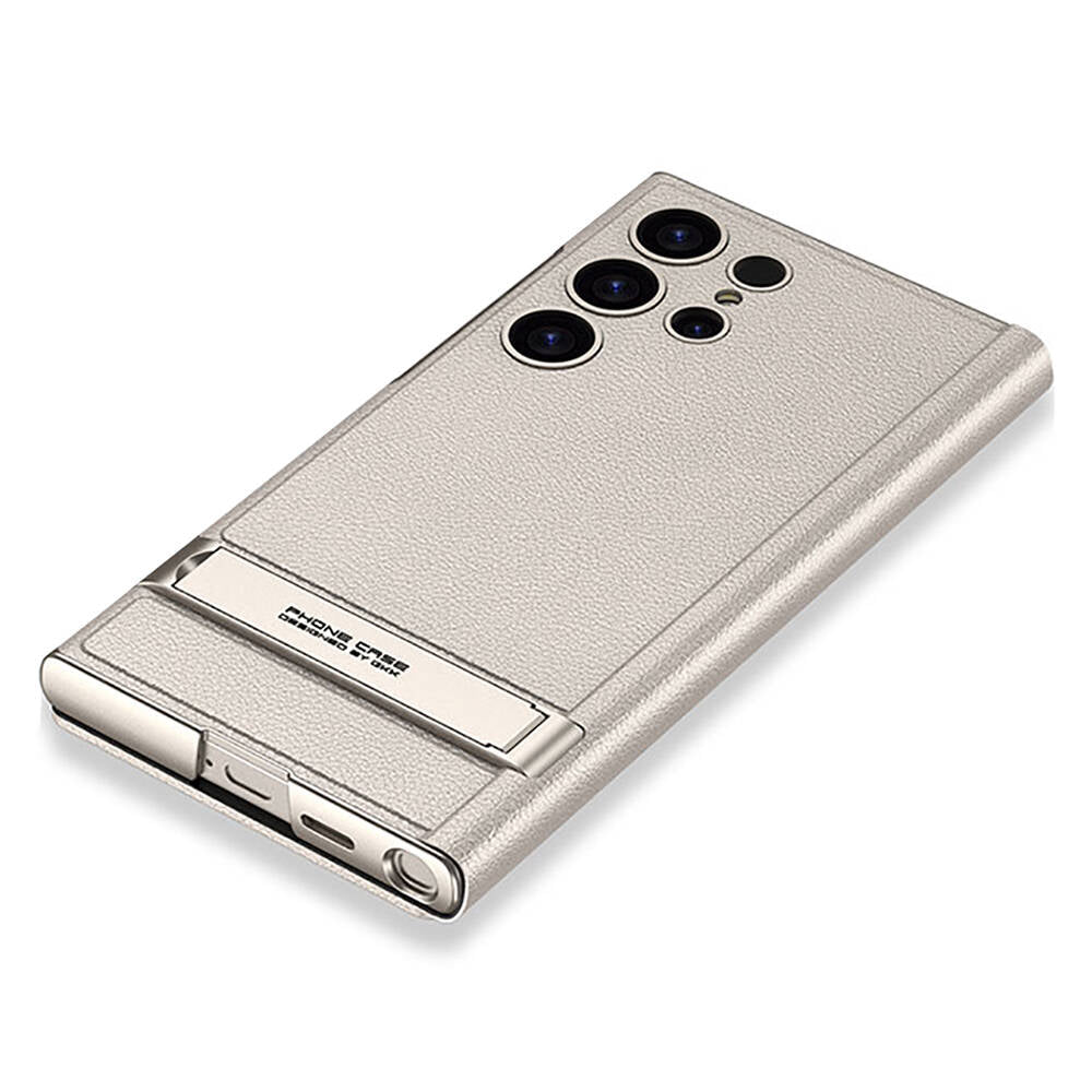 Galaxy S24 Ultra Kılıf Kamera Korumalı Suni Deri Tasarım Zore Droga Standlı Kartlıklı Kapaklı Kılıf Siyah