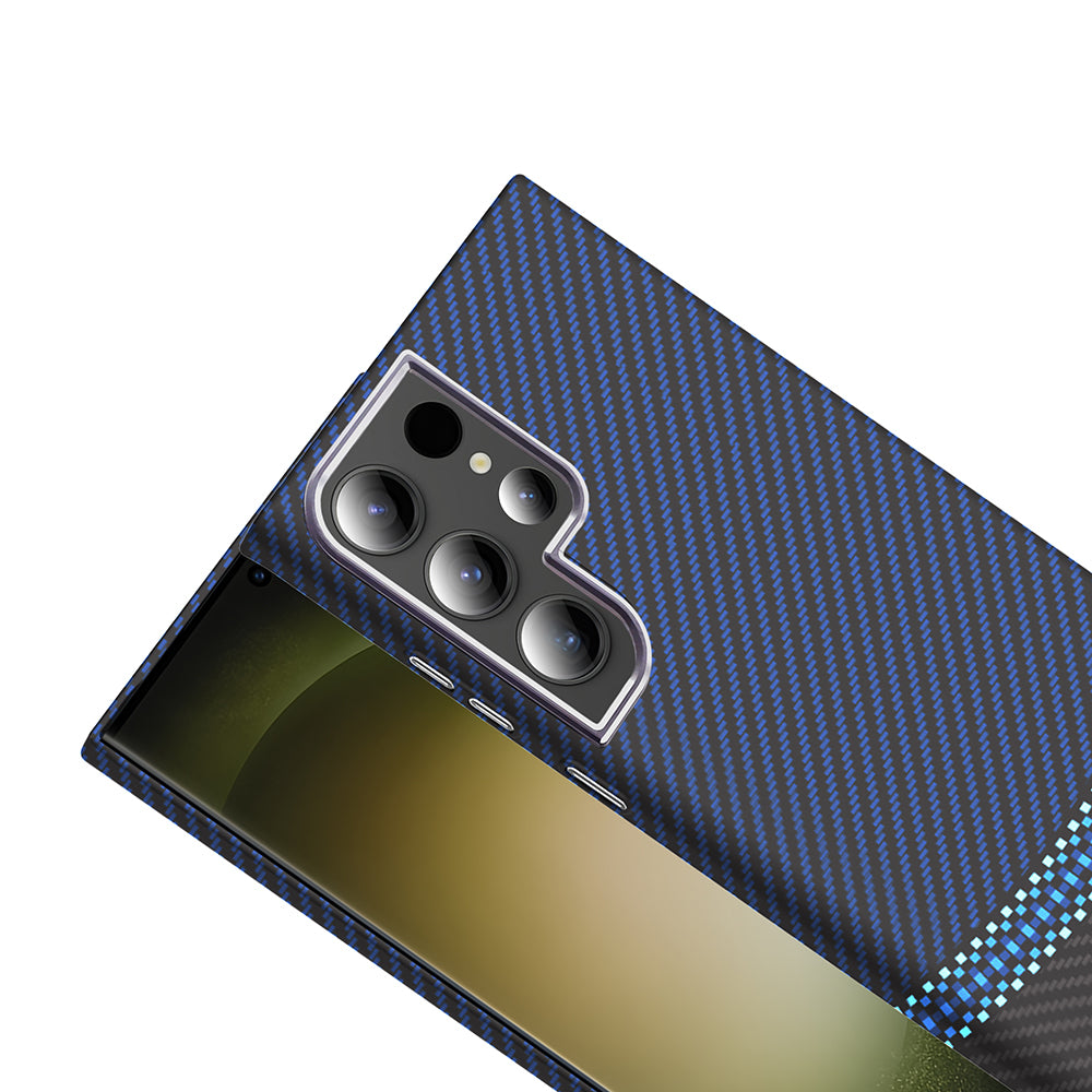 Galaxy S24 Ultra Kılıf M-safe Şarj Özellikli Karbon Fiber Görünümlü Zore Gros Kapak Siyah