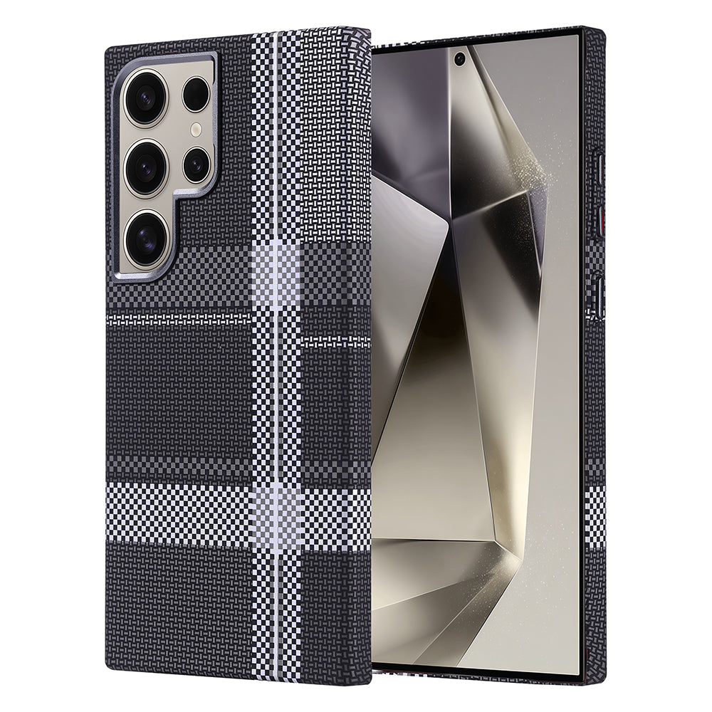 Galaxy S24 Ultra Kılıf M-safe Şarj Özellikli Karbon Fiber Görünümlü Zore Nekst Kapak Gold