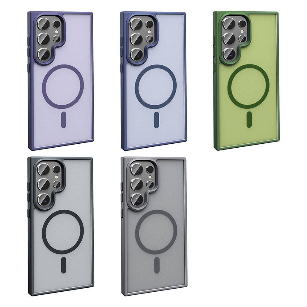 Galaxy S24 Ultra Kılıf M-safe Şarj Özellikli Mat Arka Yüzey Zore Sio Kapak Gri