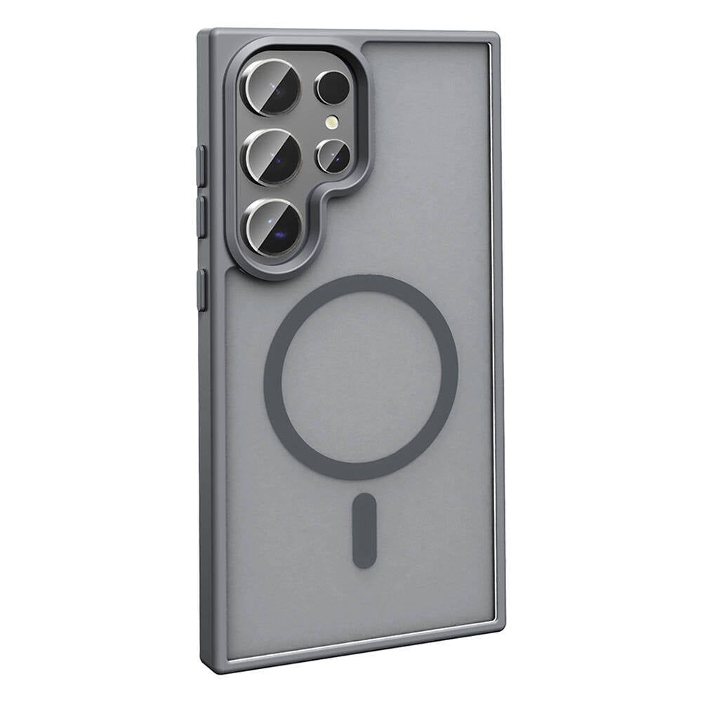 Galaxy S24 Ultra Kılıf M-safe Şarj Özellikli Mat Arka Yüzey Zore Sio Kapak Koyu Mor