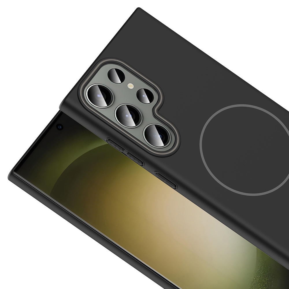 Galaxy S24 Ultra Kılıf M-safe Şarj Özellikli Zore Ruby Sert Kapak Desert Titanyum