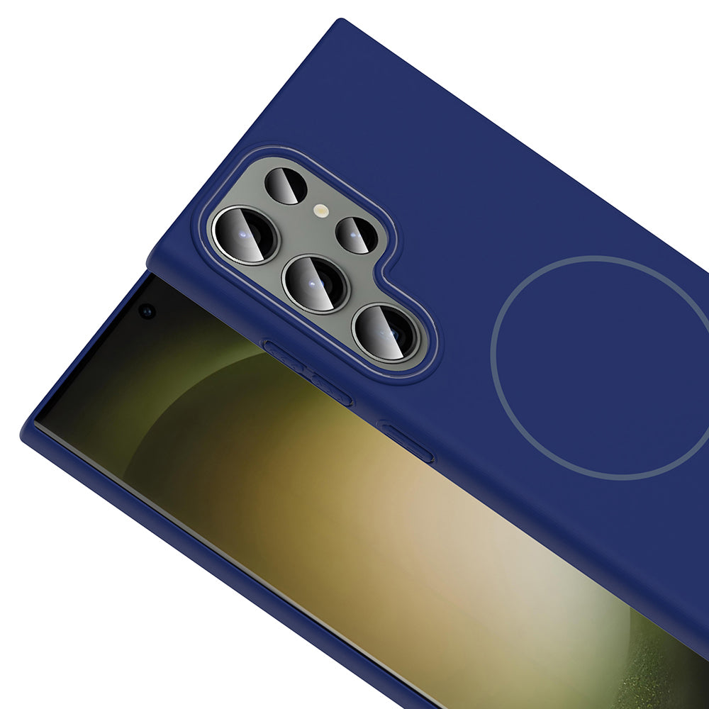 Galaxy S24 Ultra Kılıf M-safe Şarj Özellikli Zore Ruby Sert Kapak Lacivert