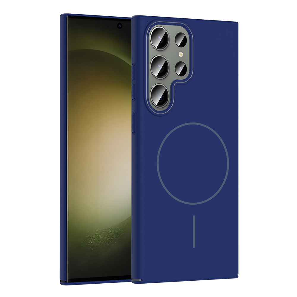 Galaxy S24 Ultra Kılıf M-safe Şarj Özellikli Zore Ruby Sert Kapak Lacivert
