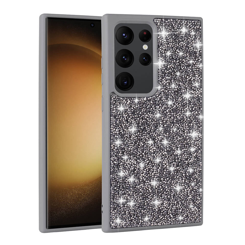 Galaxy S24 Ultra Kılıf Parlak Taşlı Tasarım Zore Pırlanta Kapak Siyah