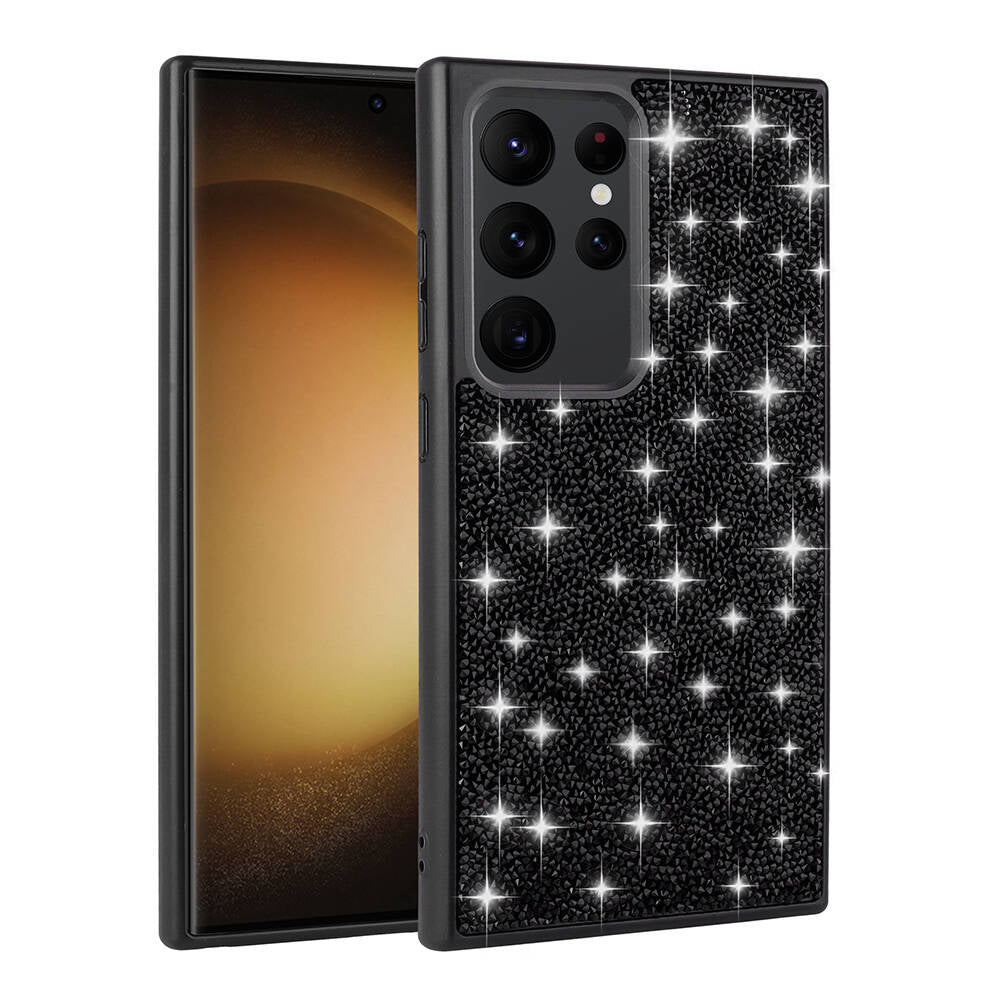 Galaxy S24 Ultra Kılıf Parlak Taşlı Tasarım Zore Pırlanta Kapak Lila