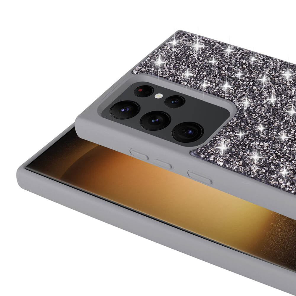 Galaxy S24 Ultra Kılıf Parlak Taşlı Tasarım Zore Pırlanta Kapak Beyaz