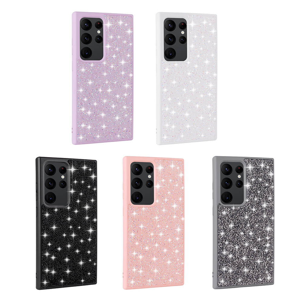 Galaxy S24 Ultra Kılıf Parlak Taşlı Tasarım Zore Pırlanta Kapak Pembe