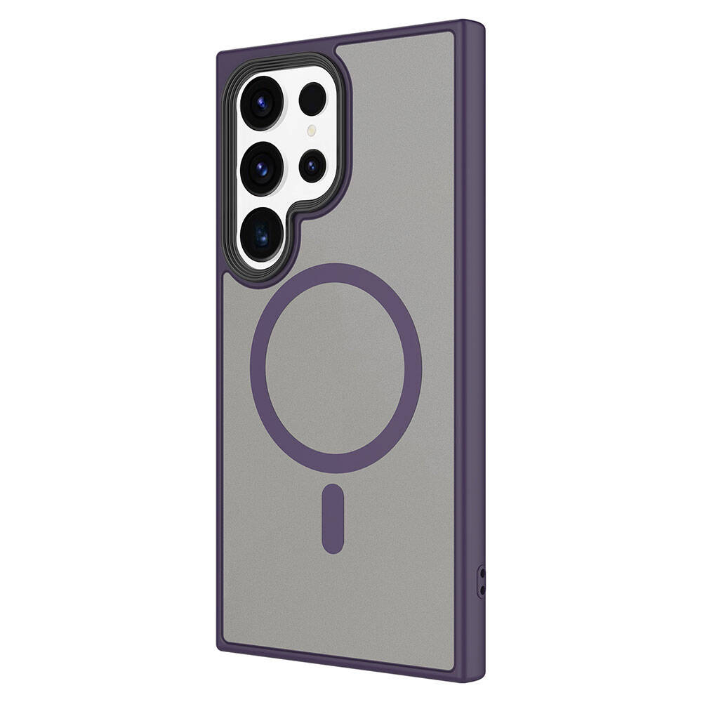 Galaxy S24 Ultra Kılıf Sert PC Arka Yüzey Wireless Şarj Özellikli Zore Flet M-safe Kapak Lila
