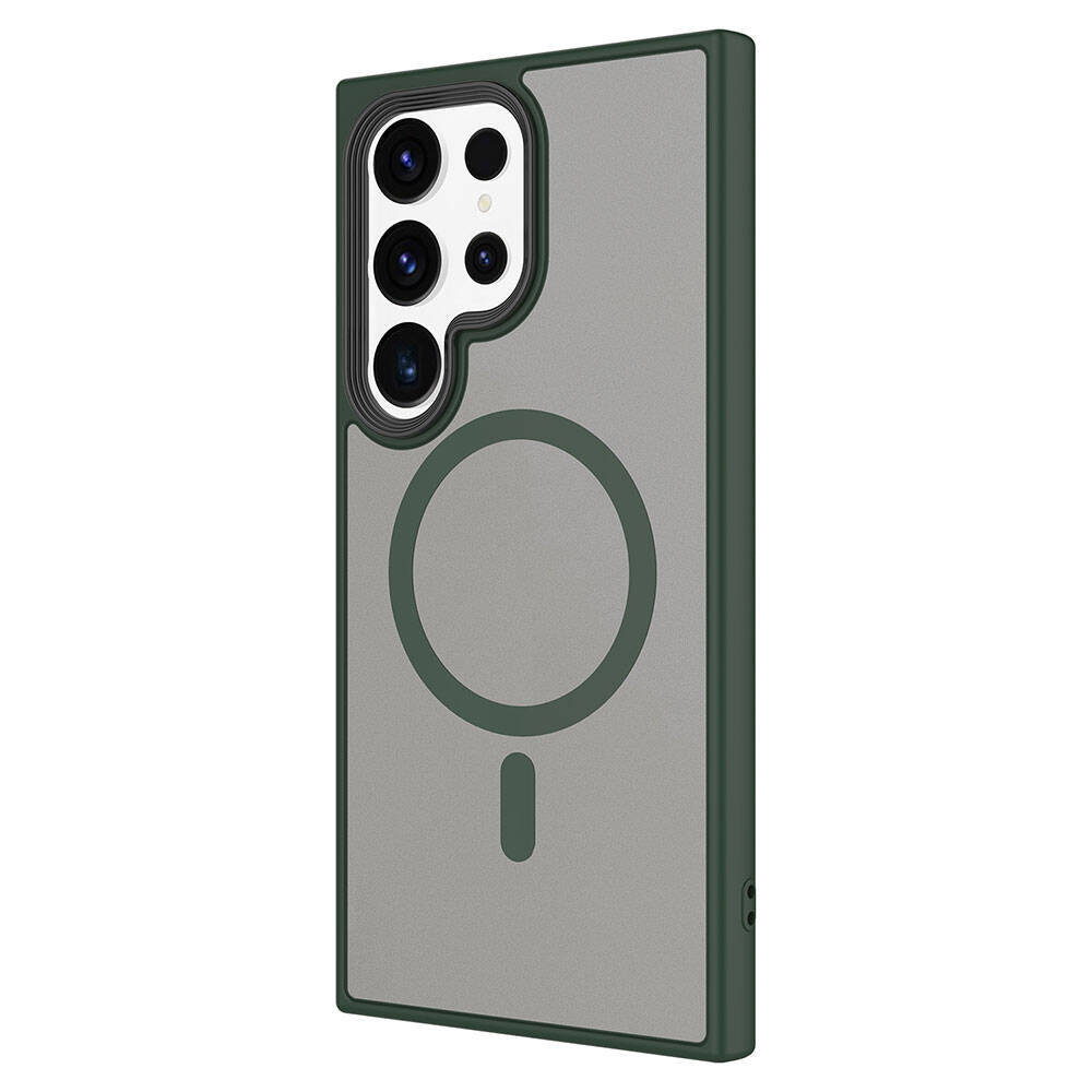 Galaxy S24 Ultra Kılıf Sert PC Arka Yüzey Wireless Şarj Özellikli Zore Flet M-safe Kapak Siyah