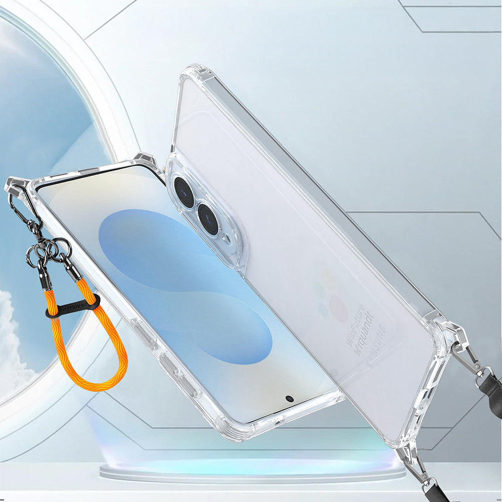 Galaxy S25 Edge Kılıf Airbagli Takılabilir Askı Aparatlı Zore Snap Silikon Kapak Şeffaf