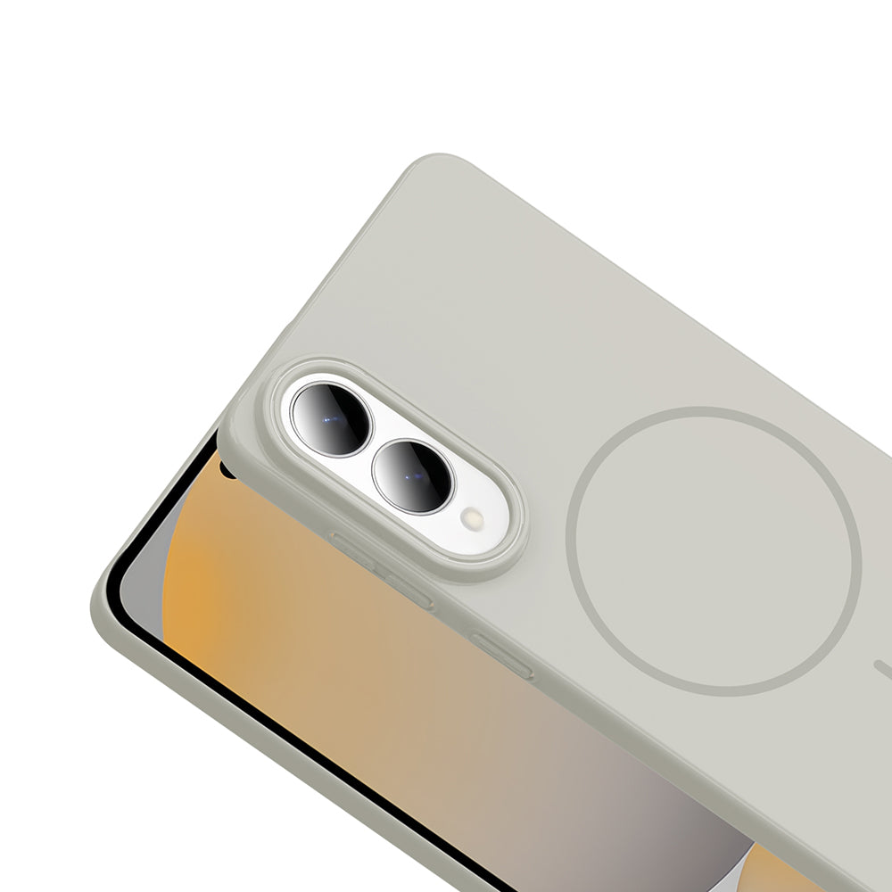 Galaxy S25 Edge Kılıf M-safe Şarj Özellikli Zore Ruby Sert Kapak Gri