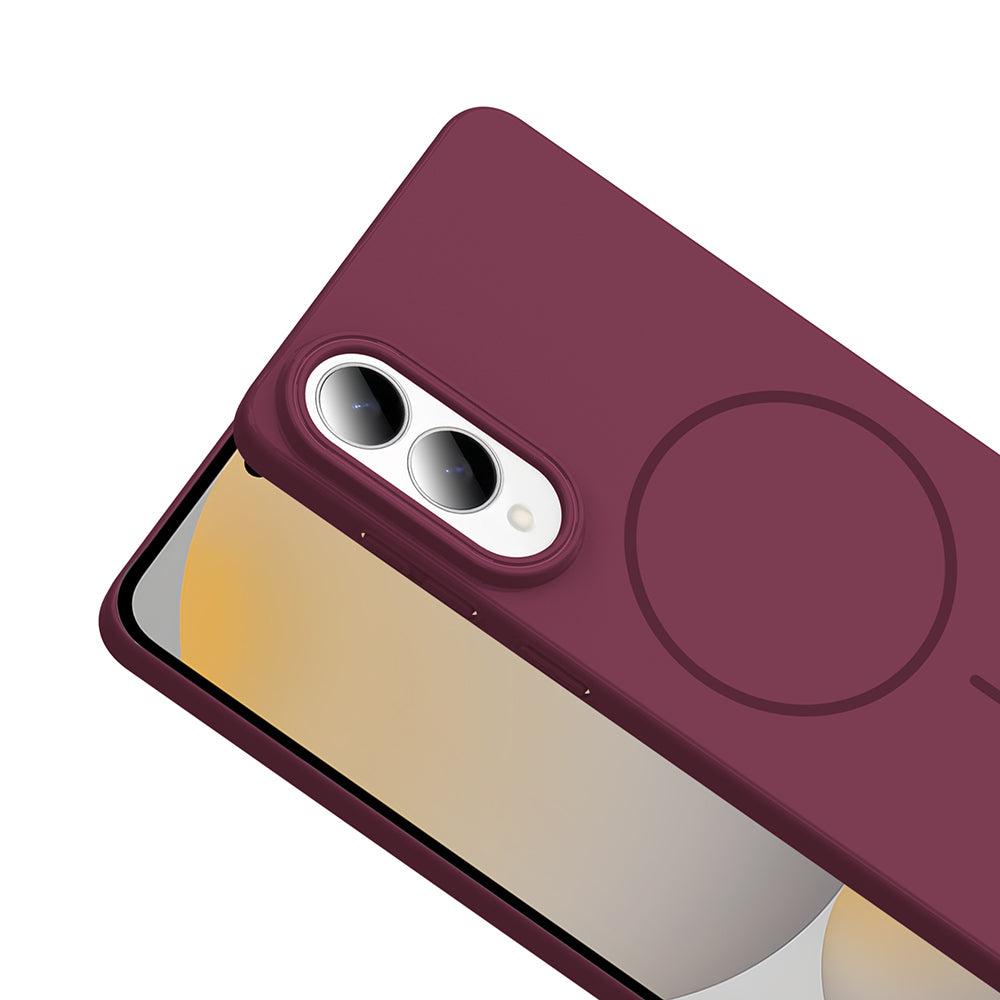 Galaxy S25 Edge Kılıf M-safe Şarj Özellikli Zore Ruby Sert Kapak Mürdüm