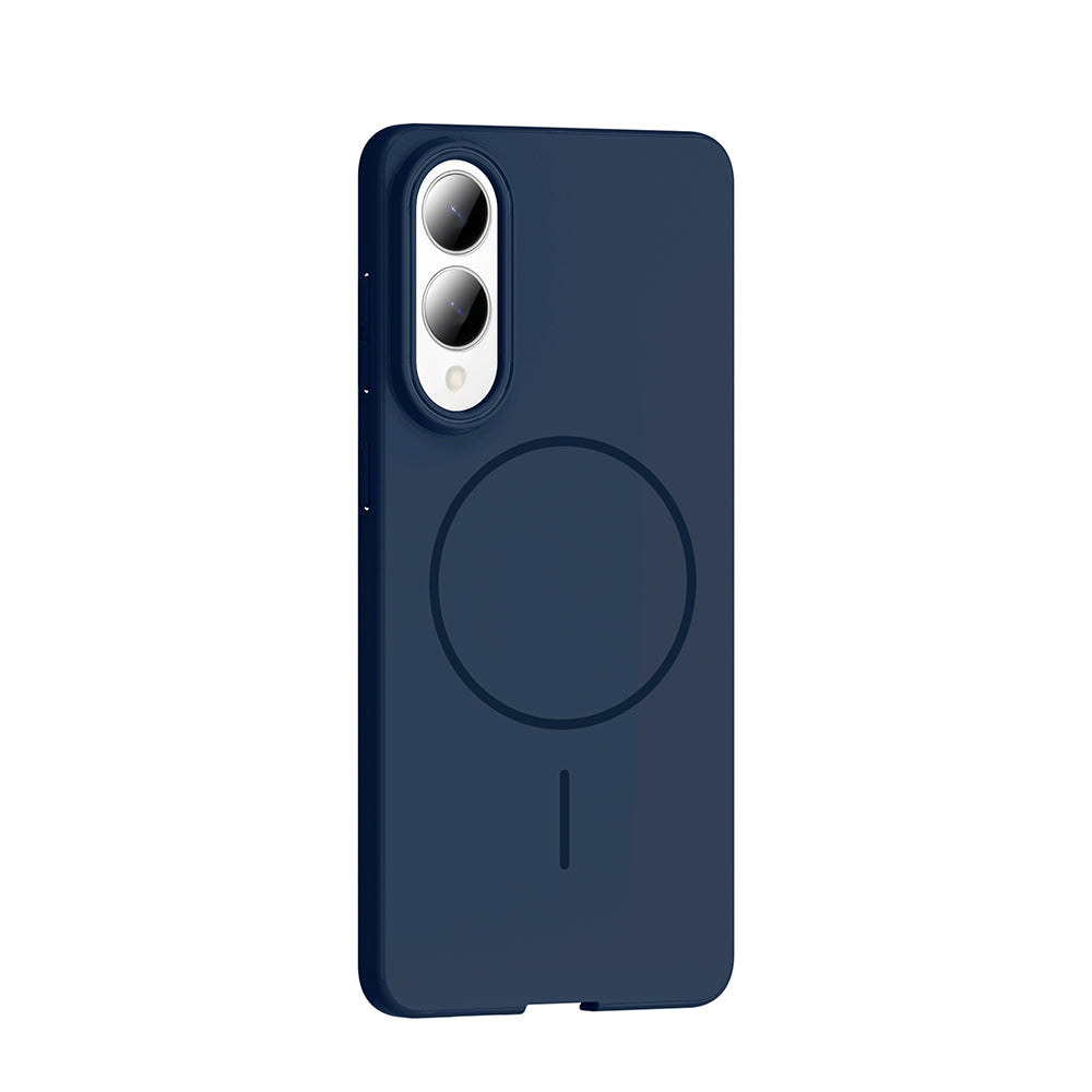 Galaxy S25 Edge Kılıf M-safe Şarj Özellikli Zore Ruby Sert Kapak Lacivert