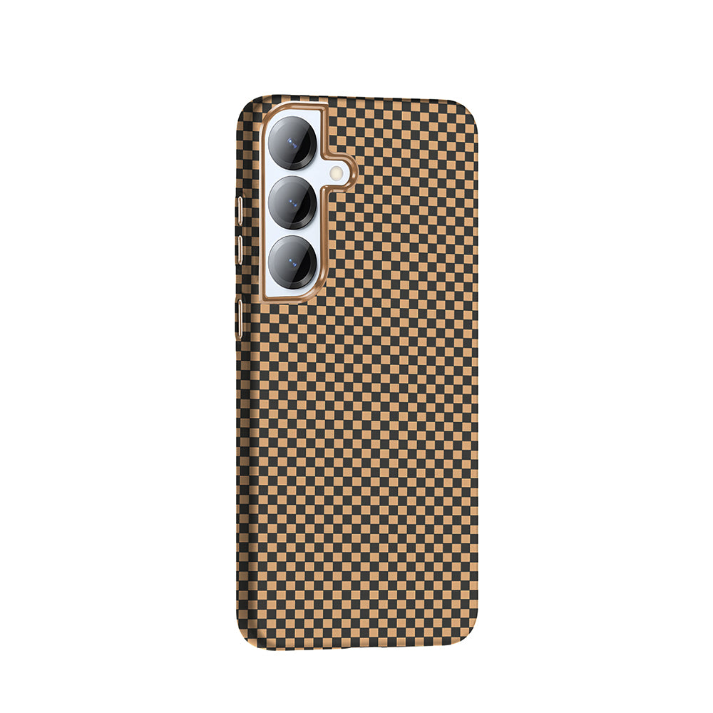 Galaxy S25 Kılıf M-safe Şarj Özellikli Karbon Fiber Görünümlü Zore Gros Kapak Gri-Siyah