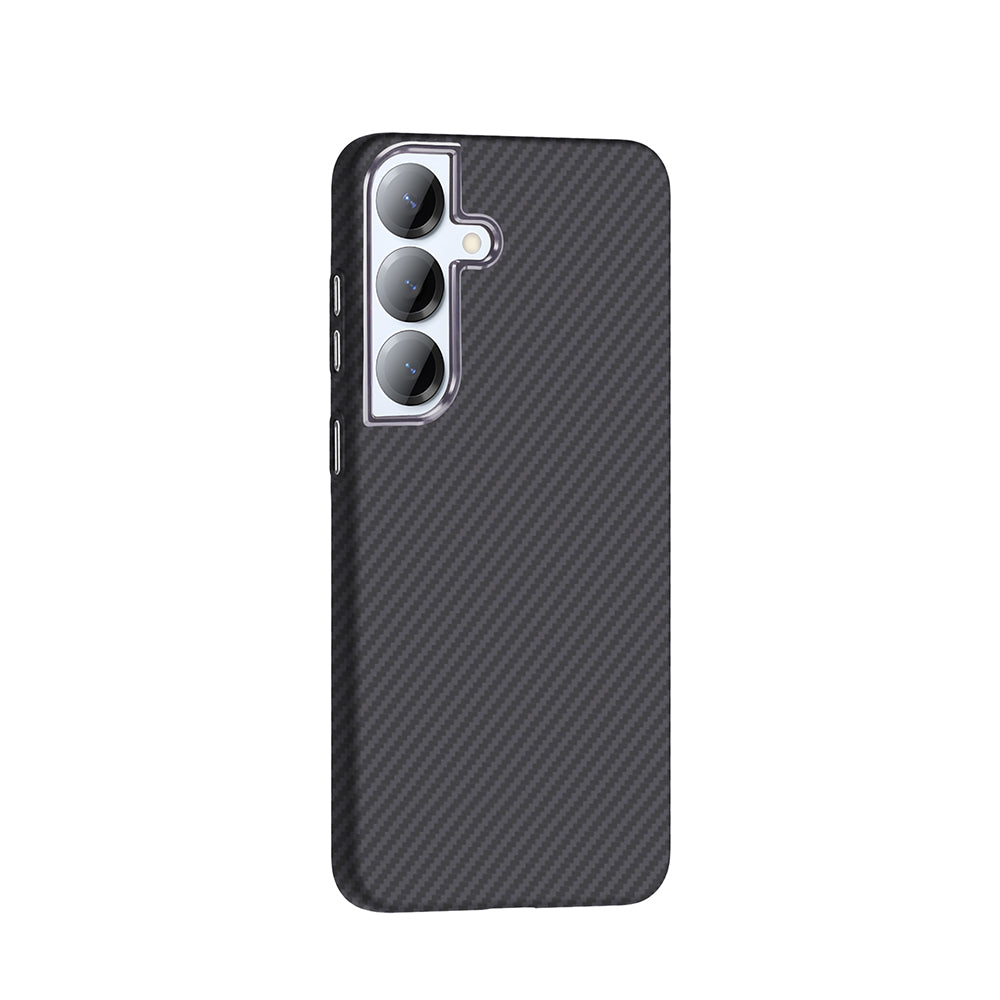Galaxy S25 Kılıf M-safe Şarj Özellikli Karbon Fiber Görünümlü Zore Gros Kapak Desert Titanyum