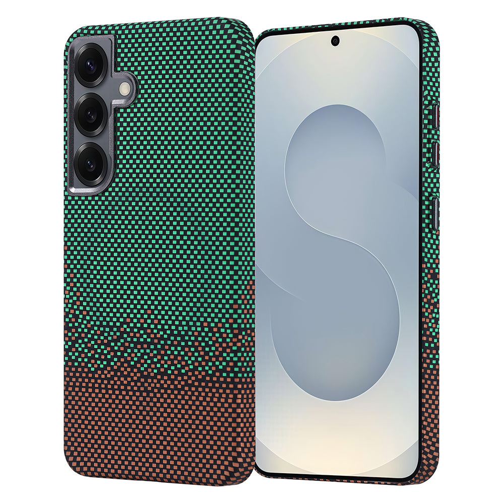 Galaxy S25 Kılıf M-safe Şarj Özellikli Karbon Fiber Görünümlü Zore Nekst Kapak Yeşil