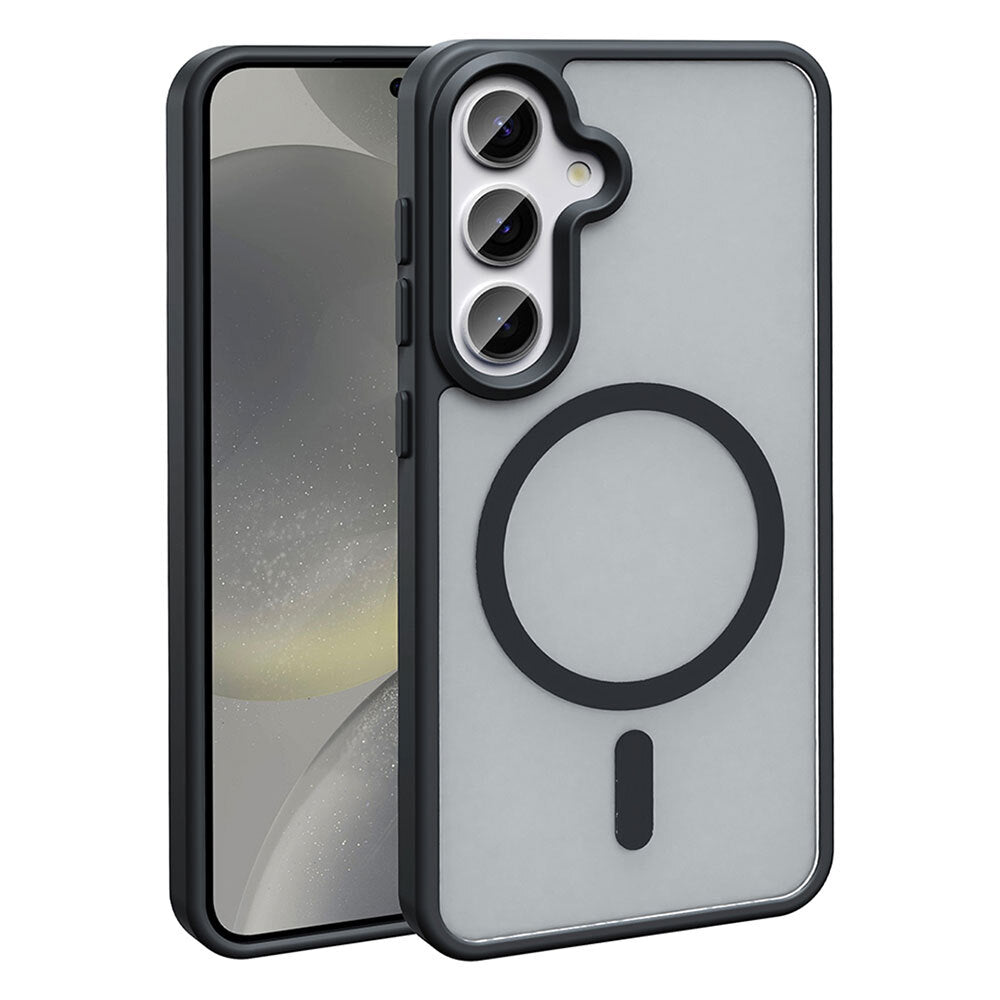 Galaxy S25 Kılıf M-safe Şarj Özellikli Mat Arka Yüzey Zore Sio Kapak Siyah