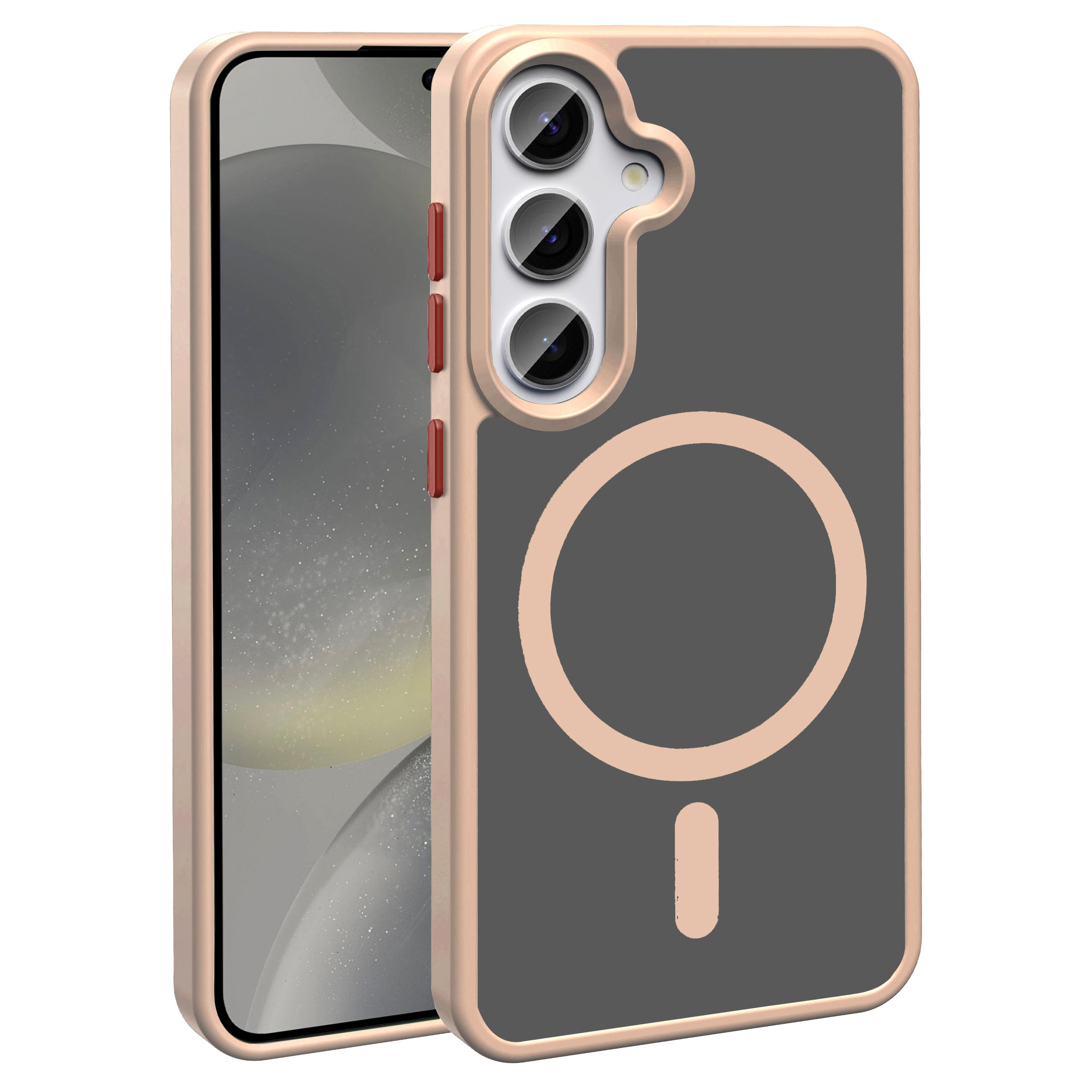 Galaxy S25 Kılıf M-safe Şarj Özellikli Mat Arka Yüzey Zore Sio Kapak Rose Gold