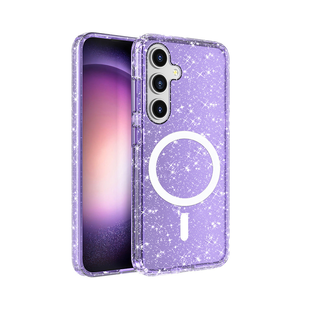 Galaxy S25 Kılıf M-safe Şarj Özellikli Parlayan Simli Saydam Renkli Zore Allstar Kapak