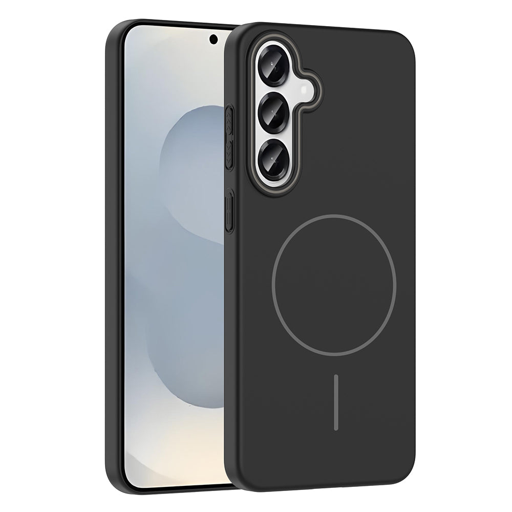 Galaxy S25 Kılıf M-safe Şarj Özellikli Zore Ruby Sert Kapak Desert Titanyum