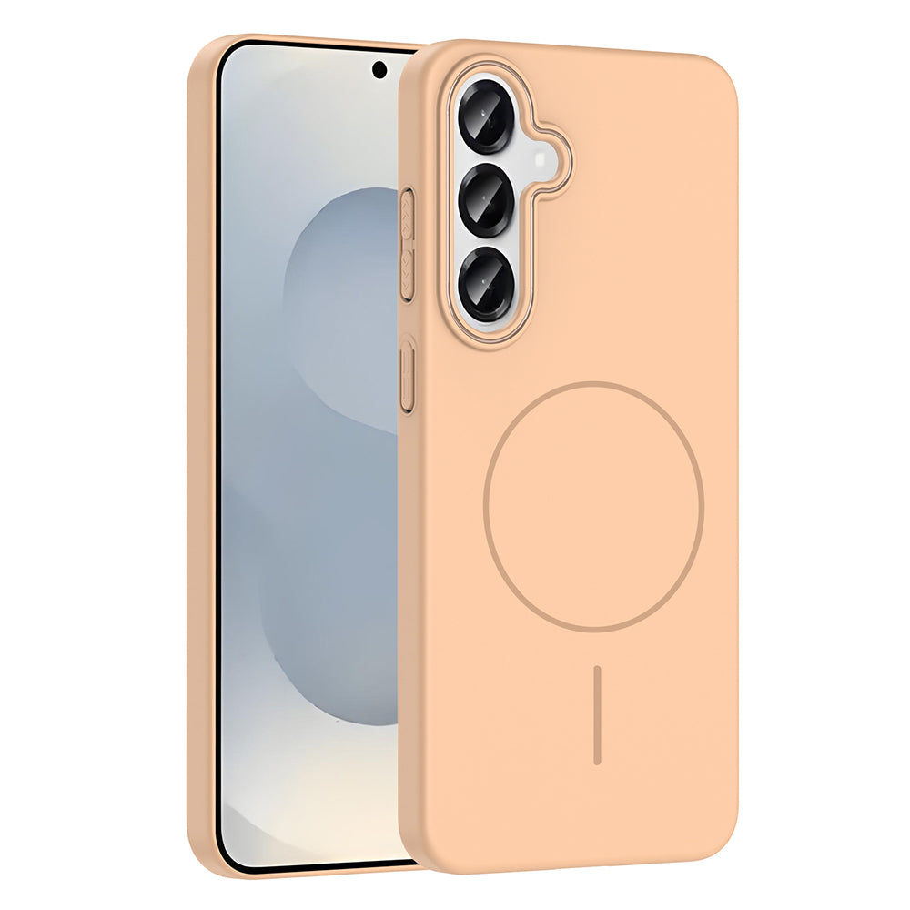 Galaxy S25 Kılıf M-safe Şarj Özellikli Zore Ruby Sert Kapak Desert Titanyum