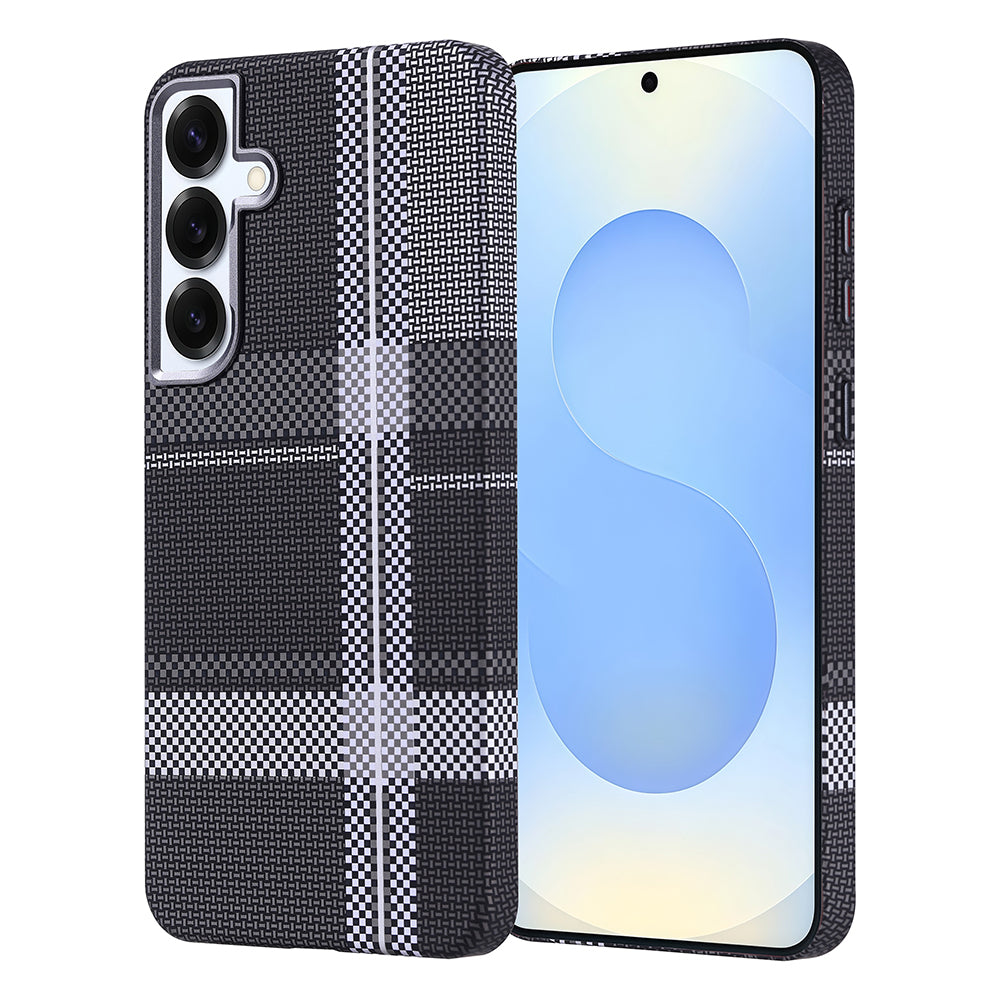 Galaxy S25 Plus Kılıf M-safe Şarj Özellikli Karbon Fiber Görünümlü Zore Nekst Kapak Gri-Siyah