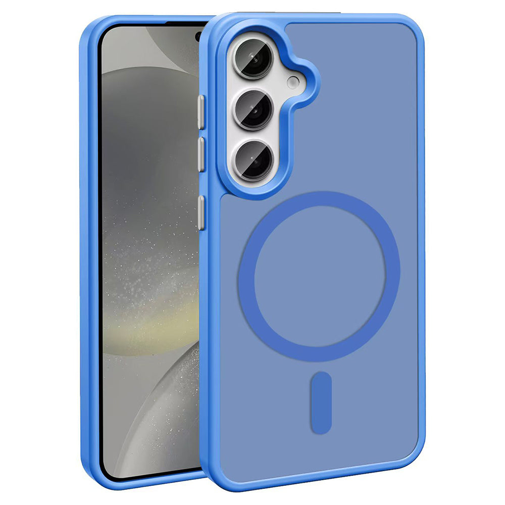 Galaxy S25 Plus Kılıf M-safe Şarj Özellikli Mat Arka Yüzey Zore Sio Kapak Mavi