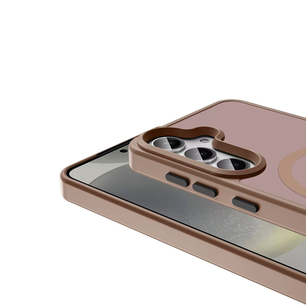 Galaxy S25 Plus Kılıf M-safe Şarj Özellikli Mat Arka Yüzey Zore Sio Kapak Kahverengi