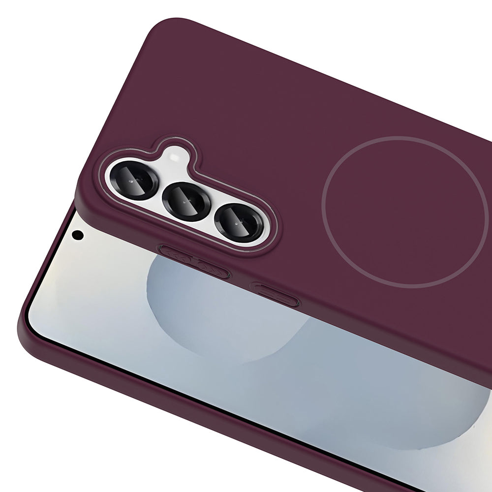 Galaxy S25 Plus Kılıf M-safe Şarj Özellikli Zore Ruby Sert Kapak Desert Titanyum