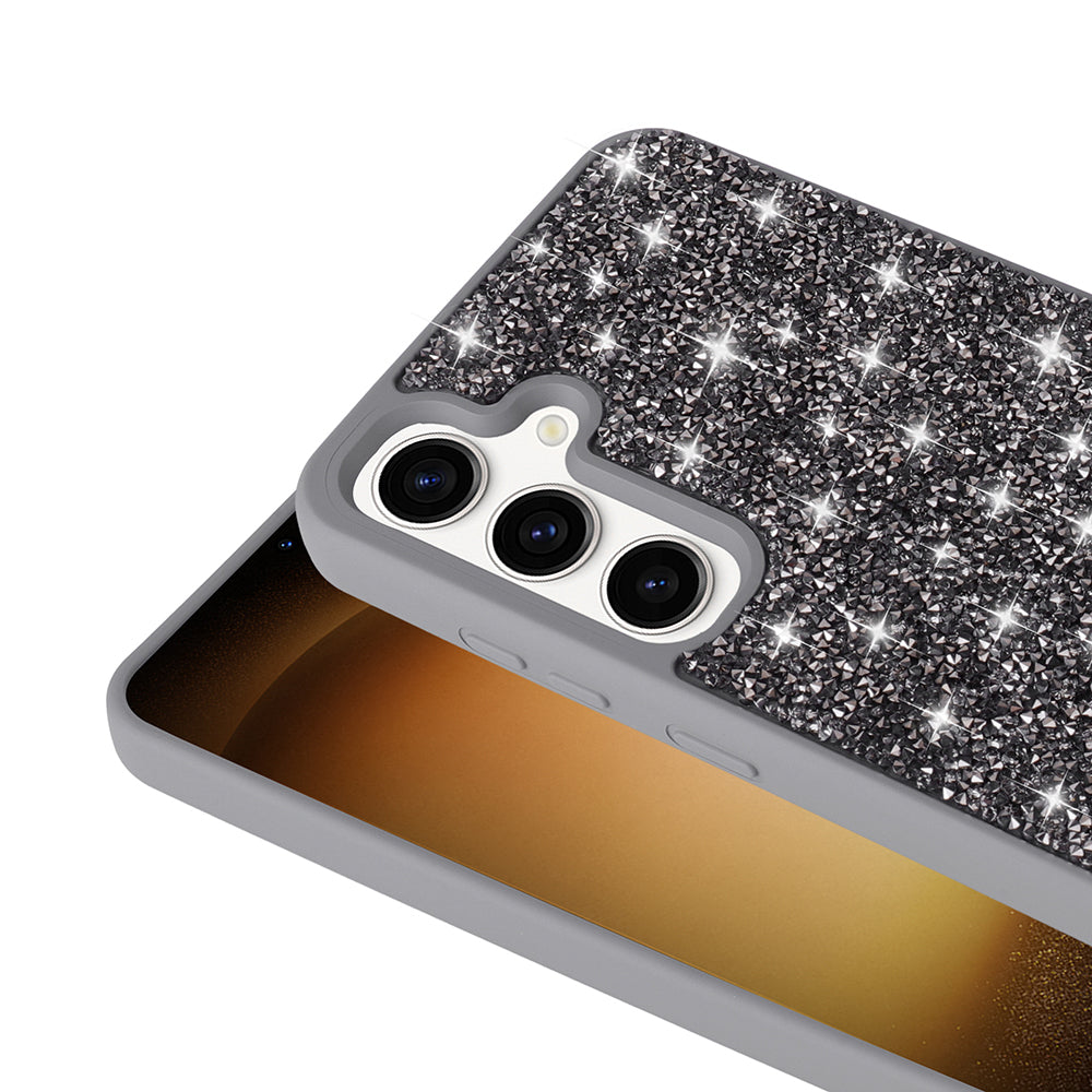 Galaxy S25 Plus Kılıf Parlak Taşlı Tasarım Zore Pırlanta Kapak Gold