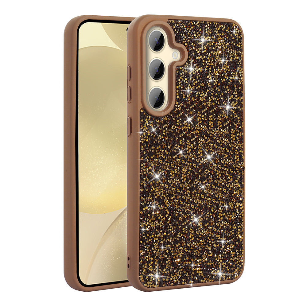 Galaxy S25 Plus Kılıf Parlak Taşlı Tasarım Zore Pırlanta Kapak Gold