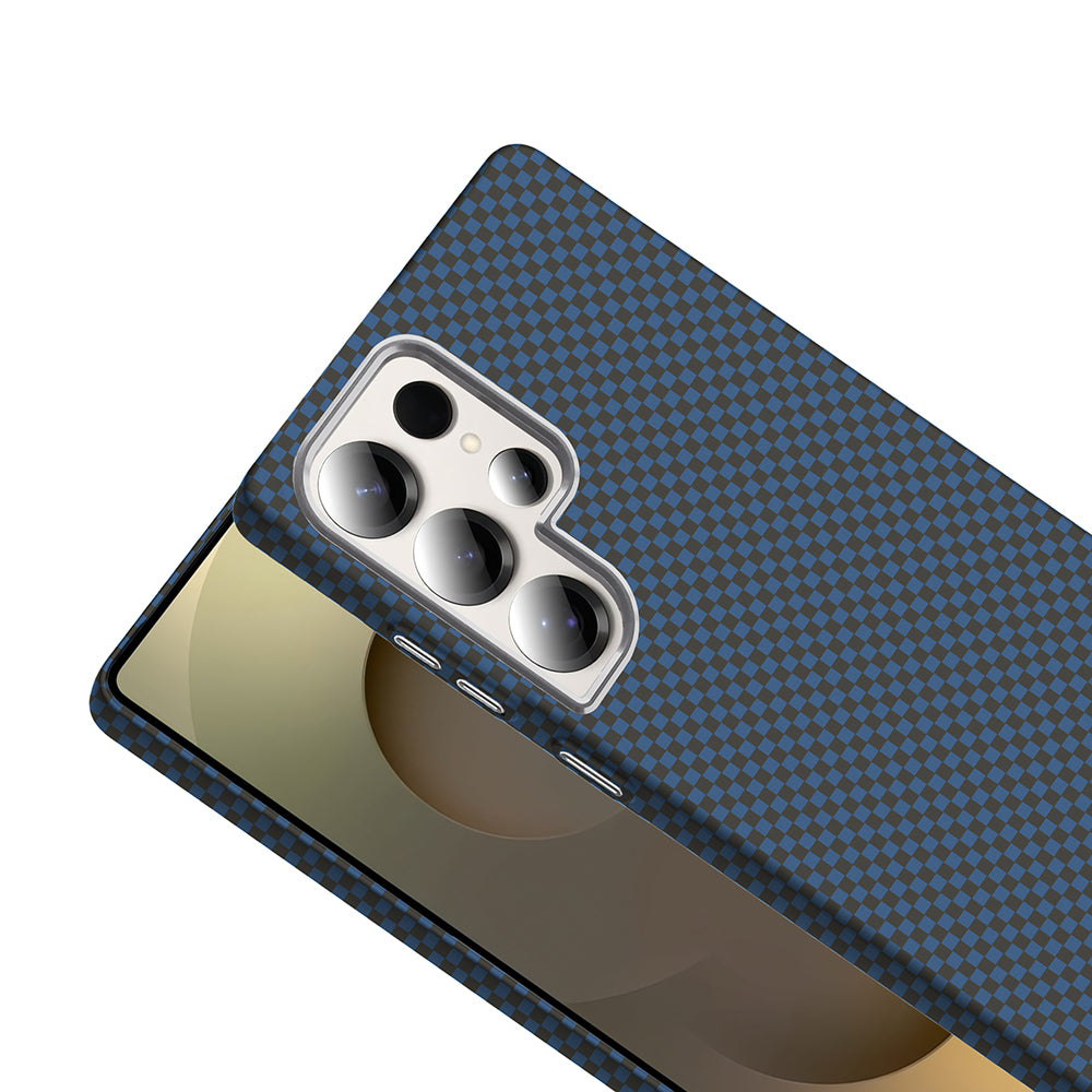 Galaxy S25 Ultra Kılıf M-safe Şarj Özellikli Karbon Fiber Görünümlü Zore Gros Kapak Lacivert