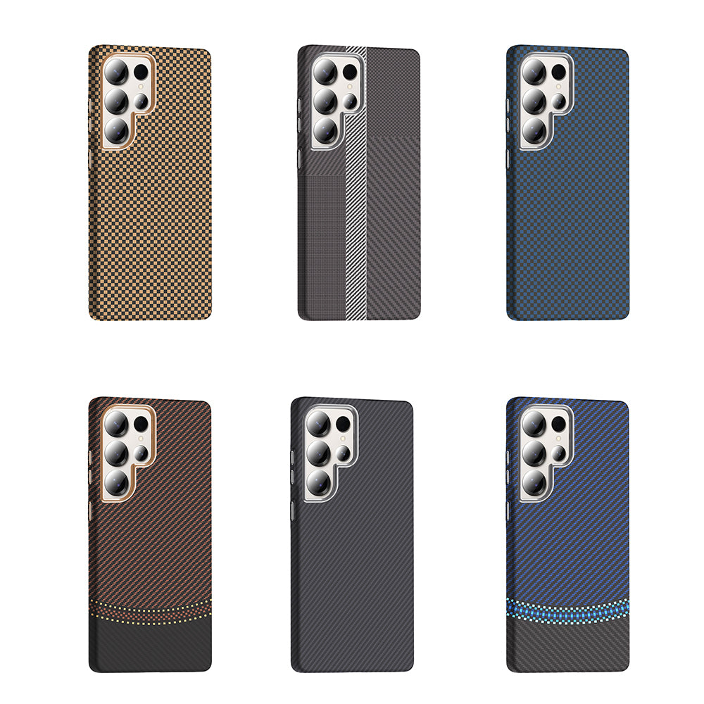 Galaxy S25 Ultra Kılıf M-safe Şarj Özellikli Karbon Fiber Görünümlü Zore Gros Kapak Siyah-Lacivert