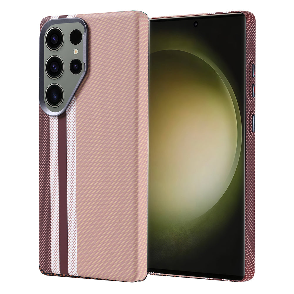 Galaxy S25 Ultra Kılıf M-safe Şarj Özellikli Karbon Fiber Görünümlü Zore Nekst Kapak Gold