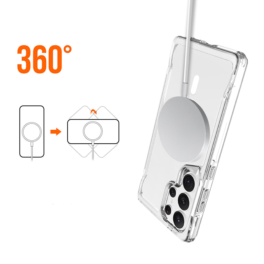 Galaxy S25 Ultra Kılıf Zore M-safe Şarj Özellikli T-Max M-safe Kapak Şeffaf