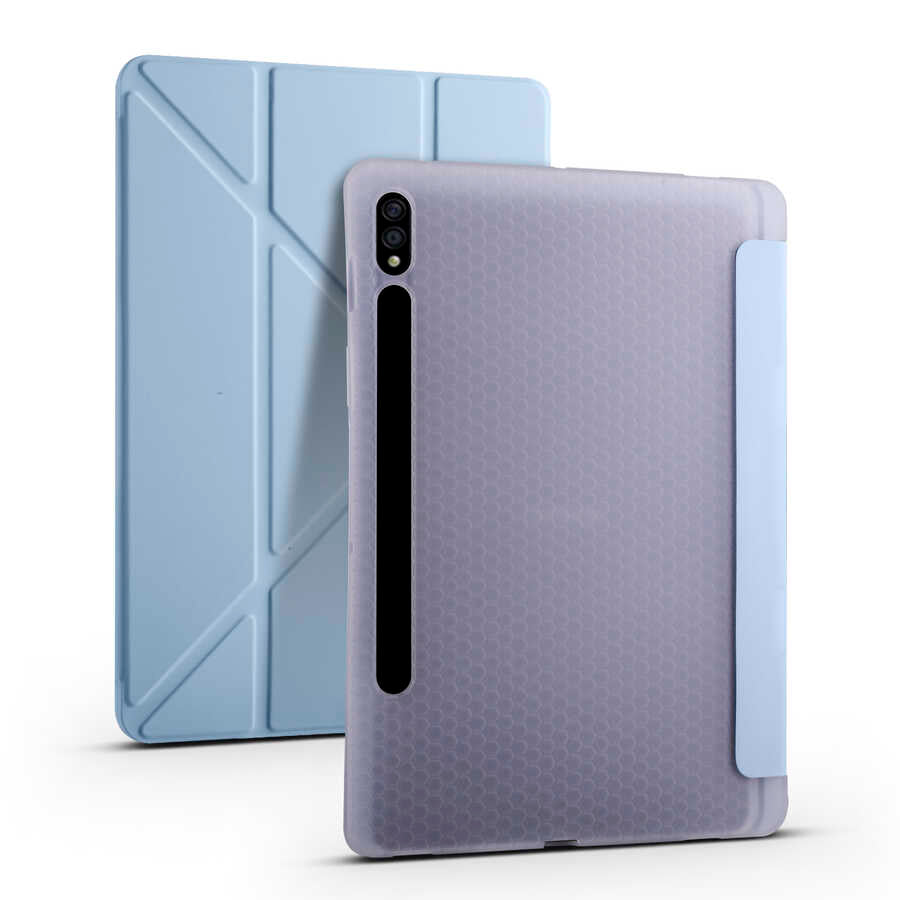 Galaxy Tab S7 T870 Kılıf Zore Tri Folding Kalem Bölmeli Standlı Kılıf