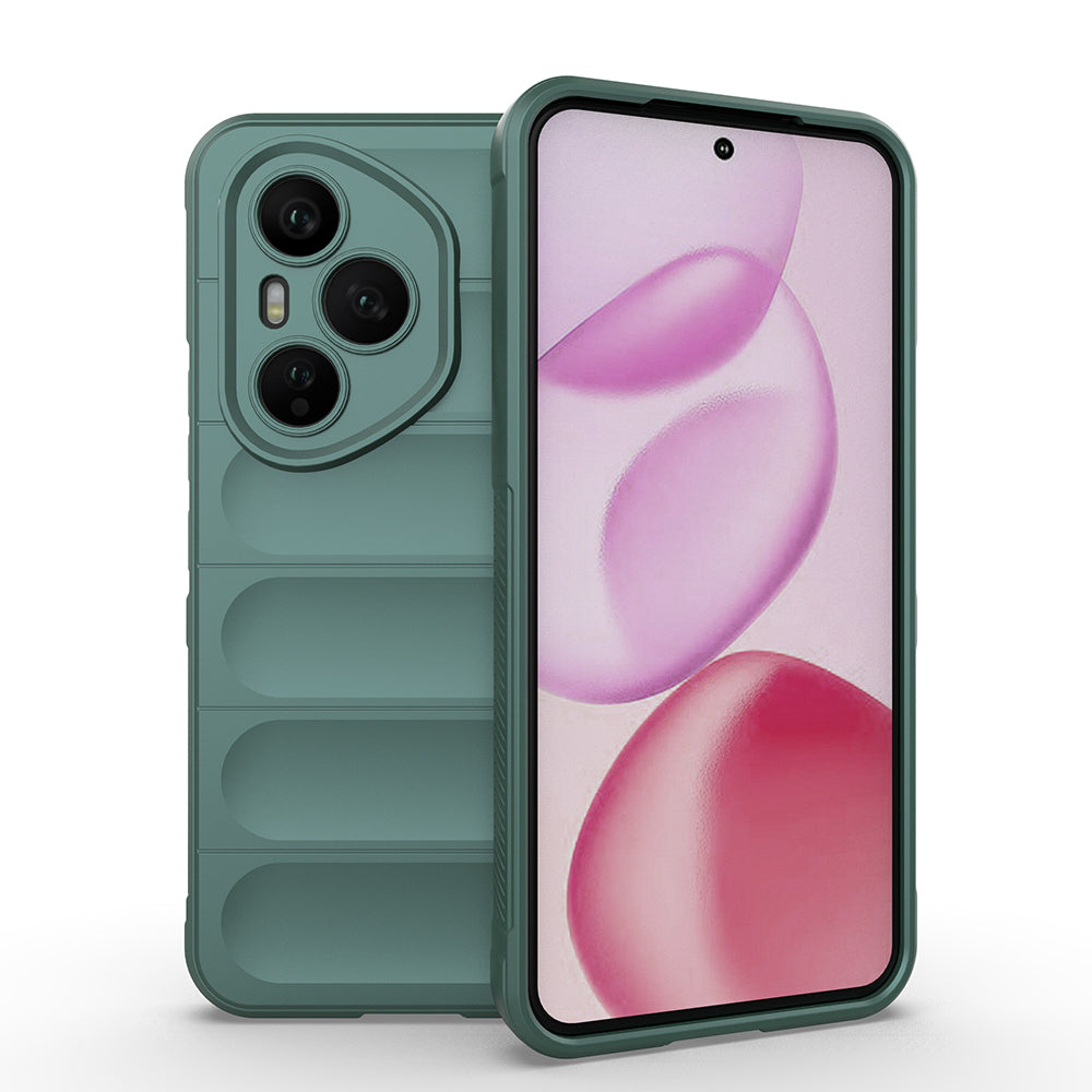 Honor 400 Pro Kılıf Esnek TPU Oyuklu Arka Yüzey Tasarımlı Zore Etnik Silikon Kapak Koyu Yeşil