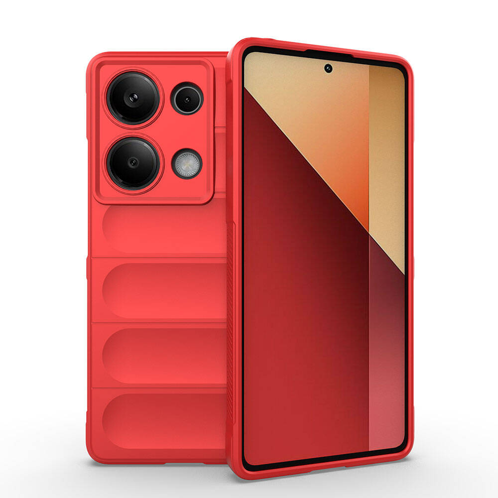 Redmi Note 13 Pro 4G Kılıf Esnek TPU Oyuklu Arka Yüzey Tasarımlı Zore Etnik Silikon Kapak Kırmızı